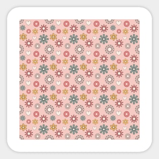 Retro flowers seamless pattern Sticker